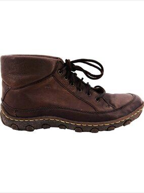 Born Brown Hand Crafted Soft Leather Padded Collar Lace Up Boots Women US 9.5